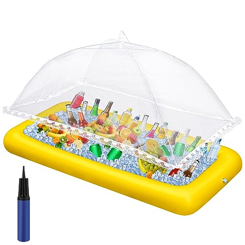 3 Pcs Inflatable Serving Bar Buffet Ice Tray with Drain Plug (Yellow)