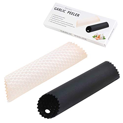2 Set Silicone Garlic Peeler Easy Roller Tube Useful Garlic Odorfree Kitchen Tool (black clear)