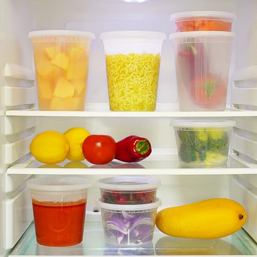 48 Sets 32 oz Plastic Deli Containers with Lids (32oz-48sets)