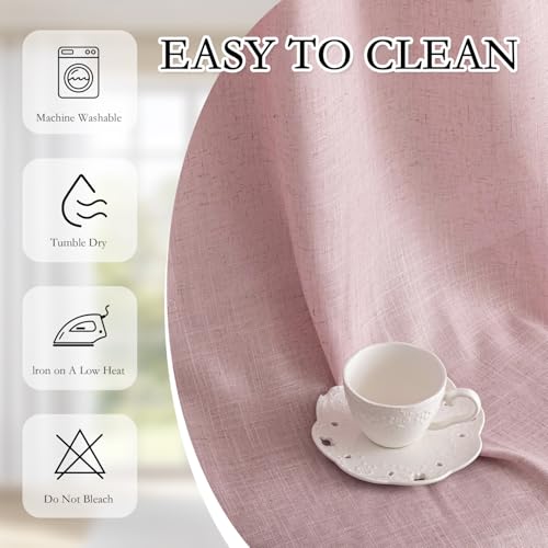 96 Inches Length Pink Curtains for Girls Bedroom Living Room Semi Sheer Light Filtering Nursery Window Drapes (50"W x 96"L (Pack of 2) / Light Pink)