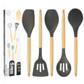 Non Stick Silicone Cooking Utensils Set (5 PCS Set Grey)