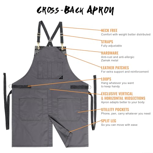 Cross Back Chef Apron (Slate Gray)