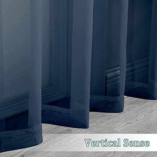 Sheer Curtains 72 Inch Length Set of 2 (Navy Blue / 42"W x 72"L (Pack of 2))