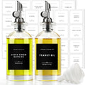 Olive Oil Dispenser Bottle with Bamboo Tray (Black-11.8 fl oz (Set of 2))