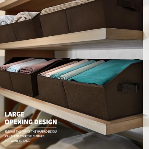 Closet Baskets for Shelves Trapezoid (Brown / Large -3 Pack)