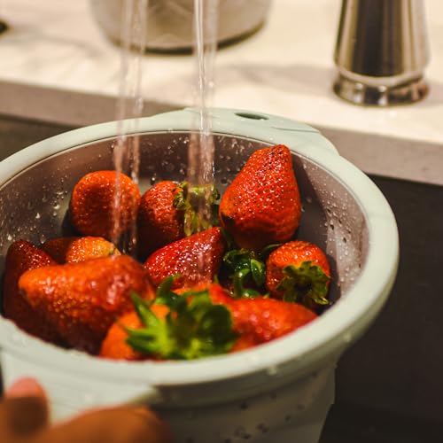 8" Collapsible Silicone Strainer in Sage (Sage / 7.2 Capacity)