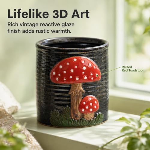 Mushroom Kitchen Utensil Holder For Countertop Ceramic Utensil Holder For Kitchen Counter Large Cooking Utensil Utensil Crock Holder Spatula Holder Utensil Organizer For Countertop