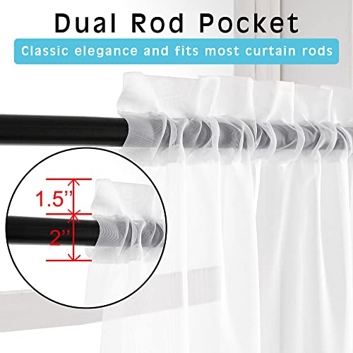White Sheer Window Valance Curtains (White / 42"W x 14"L (Pack of 2))