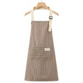 Aprons For Women With Pockets Chef Apron Bib Apron with 2 Large Pockets Adjustable Neck Strap Kitchen Apron Cooking Apron Stripes Baking Apron (Coffee-colored Stripes)
