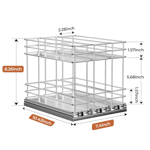 Pull Out Spice Rack Organizer for Cabinet (Silver / 7.4" - 3 Drawers (2.2" each drawer))
