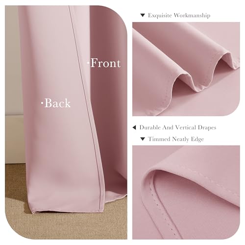 Blush Pink Blackout Curtains for Girls Bedroom Living Room 72 Inches Long 2 Panels (Blush Pink / 42"W x 72"L (Pack of 2))
