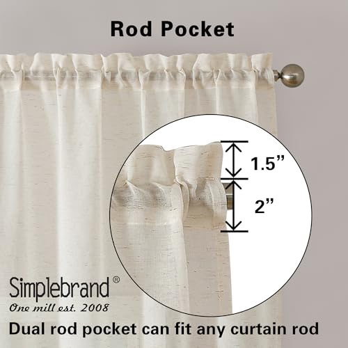 Natural Linen Textured Sheer Curtains 72 inches Long 2 Panels (Natural / 40"W x 72"L (Pack of 2))
