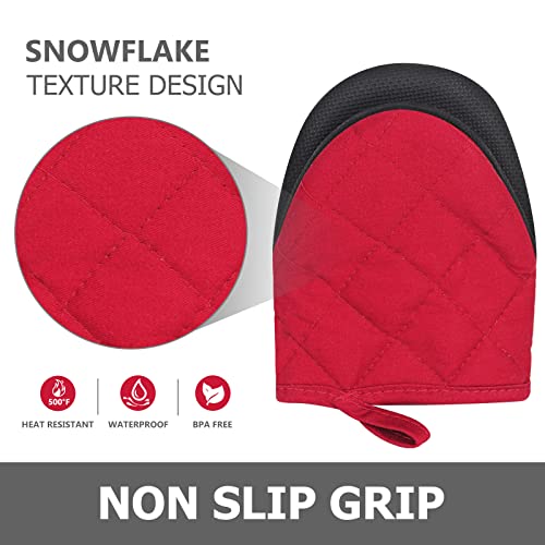 1 Pair Short Oven Mitts (Red)