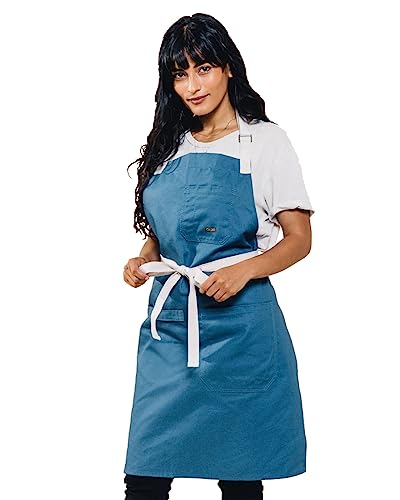 Daily Cotton Kitchen Apron for Cooking (Vintage Blue)