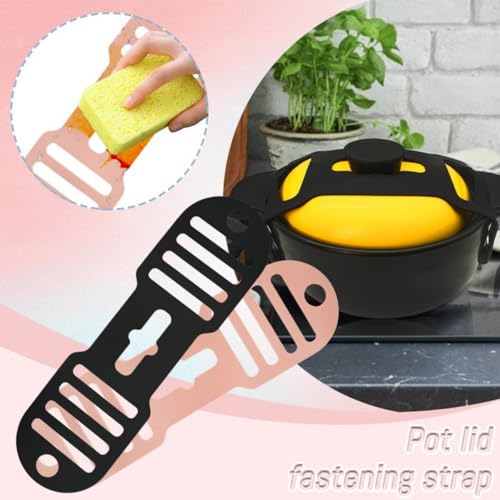 Silicone Lid Lock Strap for Crockpot Slow Cooker (Black)