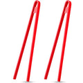 2 Pcs 11.8 Inch Silicone Cooking Tongs Tweezers (Red)