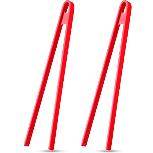 2 Pcs 11.8 Inch Silicone Cooking Tongs Tweezers (Red)