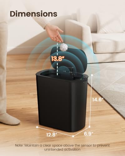 5 Gallon Automatic Bathroom Trash Can with Lid (Black)