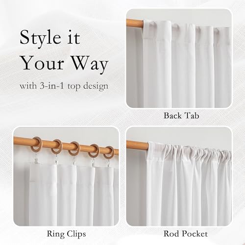 French Door Curtains for Closet Doorways (50"W x 72"L (Pack of 2) / Pure White)