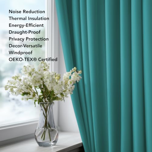 Blackout Curtains for Bedroom (Turquoise / 42"W x 95"L (Pack of 2))