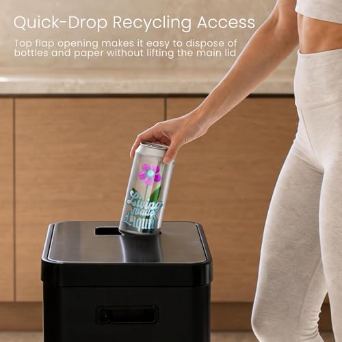 19 Gallon Kitchen Trash Can with Dual Compartments (Black / 19 Gallon)