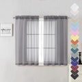 Grey Sheer Curtains 45 Inch Long 2 Panels (Charcoal Grey / 40"W x 45"L (Pack of 2))