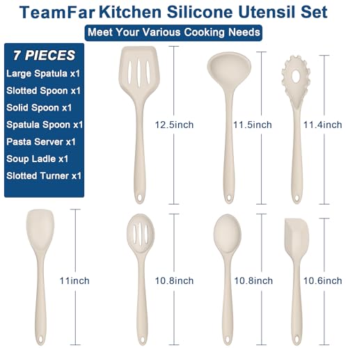Silicone Cooking Utensil Set of 7 (Khaki)