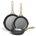 8 & 9.5 & 10 Inch Nonstick Frying Pan Sets for Cooking (Gray / 8"+9.5"+11"/3 pcs)