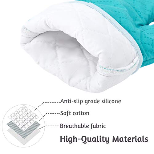4Pcs Oven Mitts and Pot Holders Set (Turquoise)
