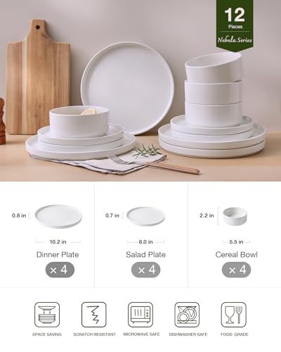 Nebula Plates and Bowls (White / Service for 4 (Standard Dinner Set))