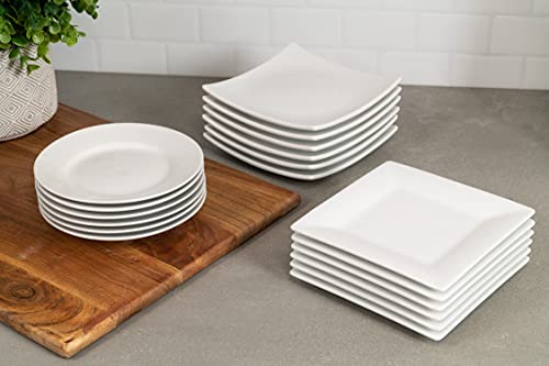 Simply White Ceramic 6 Inch Square Coupe Appetizer Plates