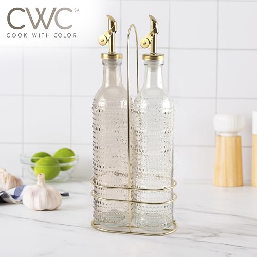 Glass Olive Oil Bottle Dispenser (Champagne Bubbles / Brown)