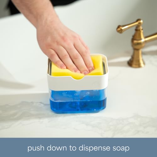 Dish Soap Dispenser and Sponge Holder (Matte White)