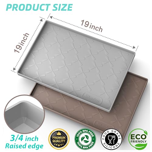 Waterproof Under Sink Mat 19" x 19" Silicone Mat Cabinet Protector (Gray / 19"W x 19"L)