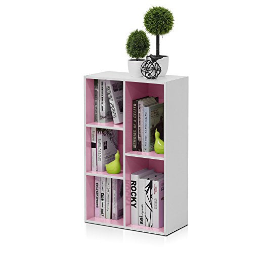 LUDER Book Shelf (White/Pink / 5-Cube)