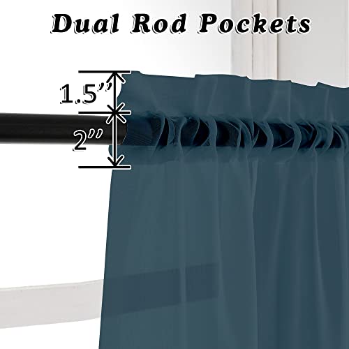 Dusty Blue Sheer Curtains 63 inch Length 2 Panels Set for Kitchen Decor (Dusty / 42"W x 63"L (Pack of 2))