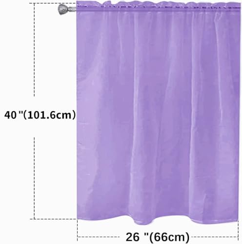 Basic Rod Pocket Sheer Voile Window Curtain Panels Lavender 1 Pair 2 Panels 26 Width 40 Inch Long for Kitchen Bedroom Children Living Room Yard（Lavender (Lavender / 26"W x 40"L (Pack of 2))
