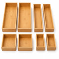 8 Pcs Bamboo drawer Organizer Storage Box