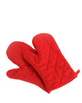 Oven Mitts Premium Heat Resistant Kitchen Gloves Cotton & Polyester Quilted Oversized Mittens (Red)