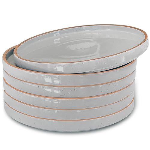 Ceramic Flat Plates Set of 6 (Earl Grey)