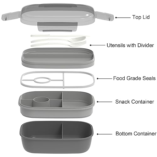 Leakproof Bento Box & Insulated Lunch Bag Set for School & Work (Black)