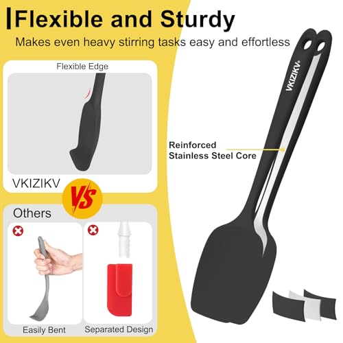 4 Pcs Silicone Spoon Spatula Set (Black)