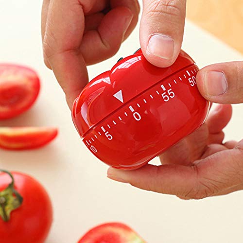 Cute Tomato Shape 360 Degree Rotating Kitchen Cooking Timer Kitchen Craft Mechanical Wind Up 60 Minutes Timer (Red)
