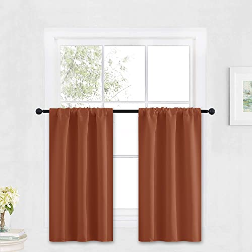 Kitchen Blackout Window Curtains Over Sink 36 inch Length (Burnt Orange / 29"W x 36"L (Pack of 2))