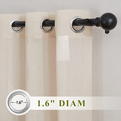 Beige Linen Curtains 63 inch Length 2 Panels (36"W x 63"L (Pack of 2) / Beige)