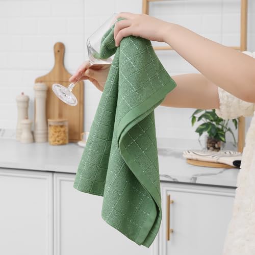 100% Cotton Terry Kitchen Towels (Grass Green / 20 X 28 - 8 Pack)