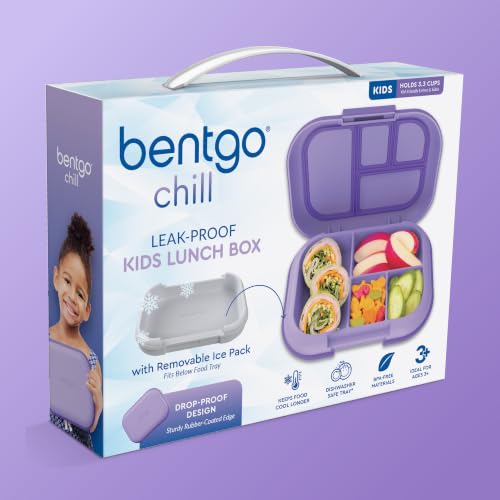 Chill Kids 4 Compartment Bento Box Leakproof Lunch Box (Purple)
