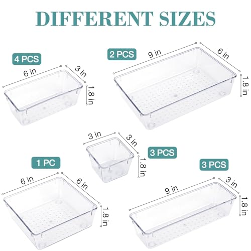 13 PCS Drawer Organizer Set (Clear / 13 PCS)