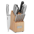 Professional Block Knife Set 15pc Cutlery Knife Set with Steel Blades for Precise Cutting (Natural)