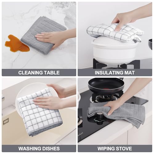Large Premium Cotton Kitchen Towels 16"x 28" (Light Grey / 16" X 28" - 6 Pack)